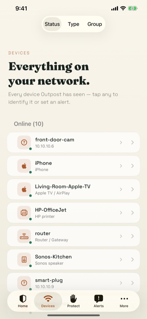 Outpost — devices on your network